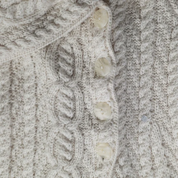 Inis Crafts Chunky Cream Wool Longline Cardigan size - Picture 11 of 15
